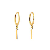Pair Of 925 Sterling Silver Gold PVD Simple Thin Line Dangle Minimal Hoop Earrings